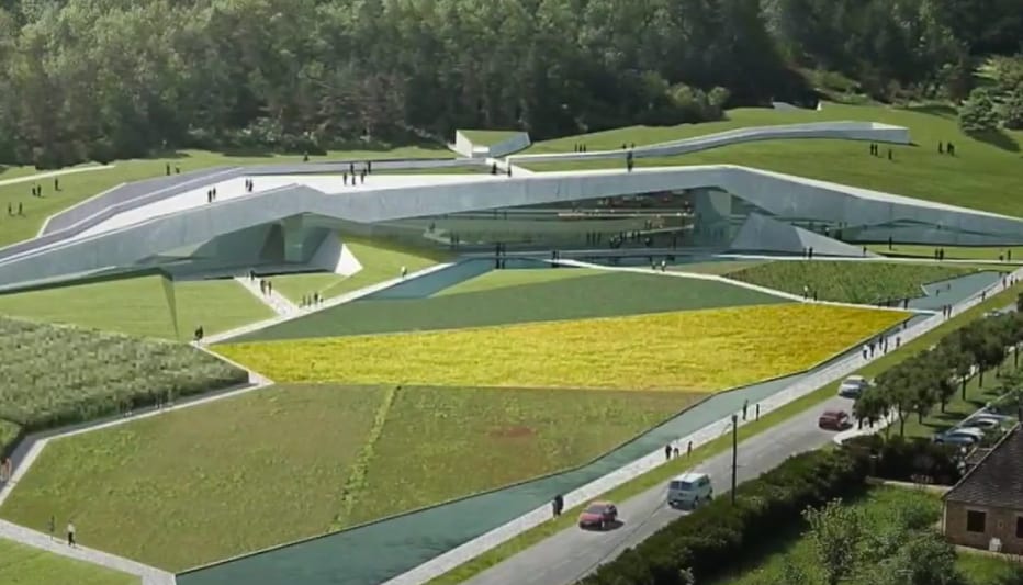 Vista aérea del yacimiento de Lascaux tras la finalización de las obras