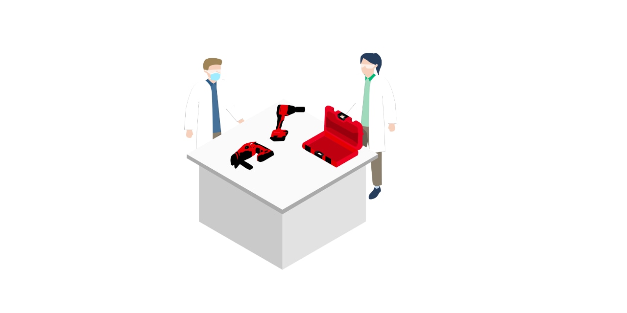 Ilustración de la reparación de una herramienta Hilti