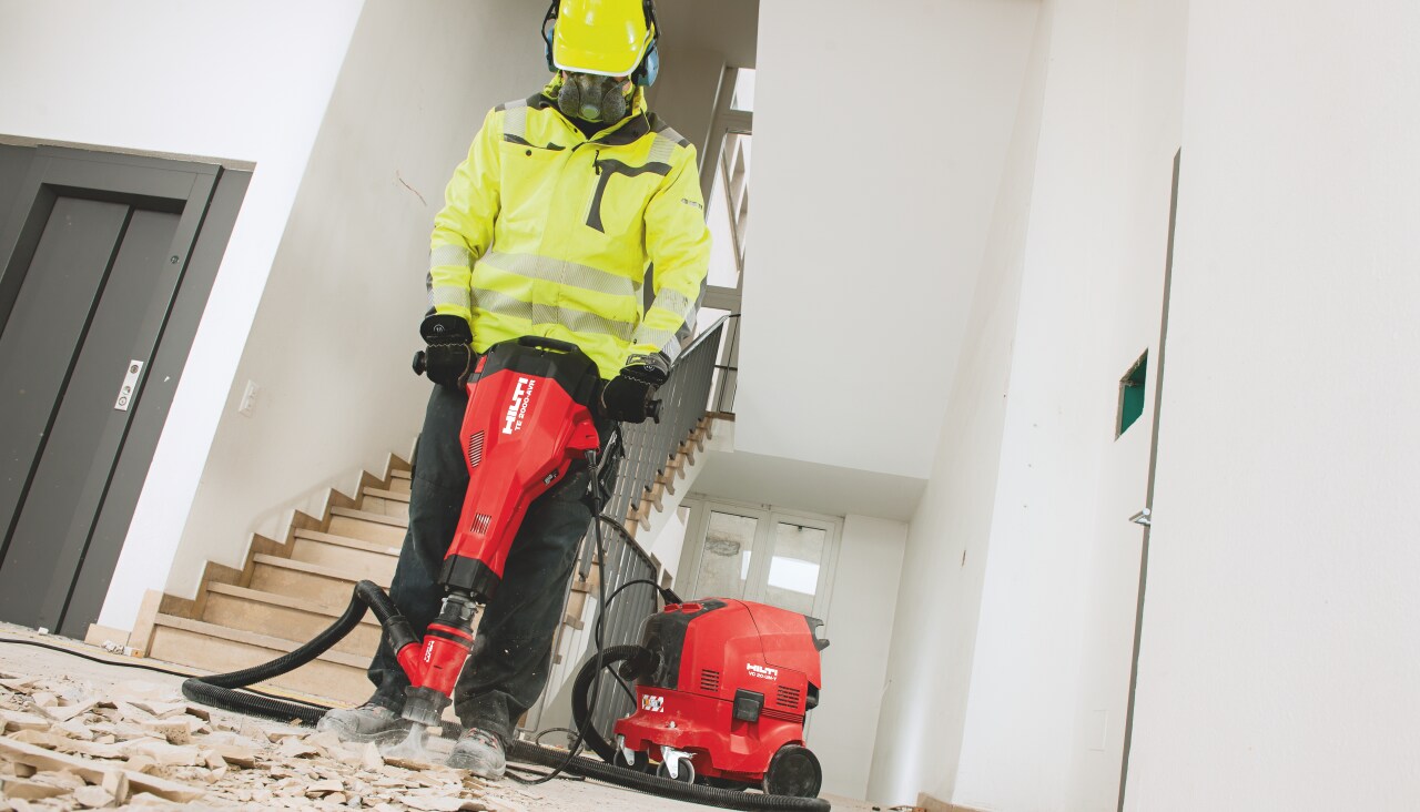 Sistema de eliminación de polvo Hilti para martillos rompedores 