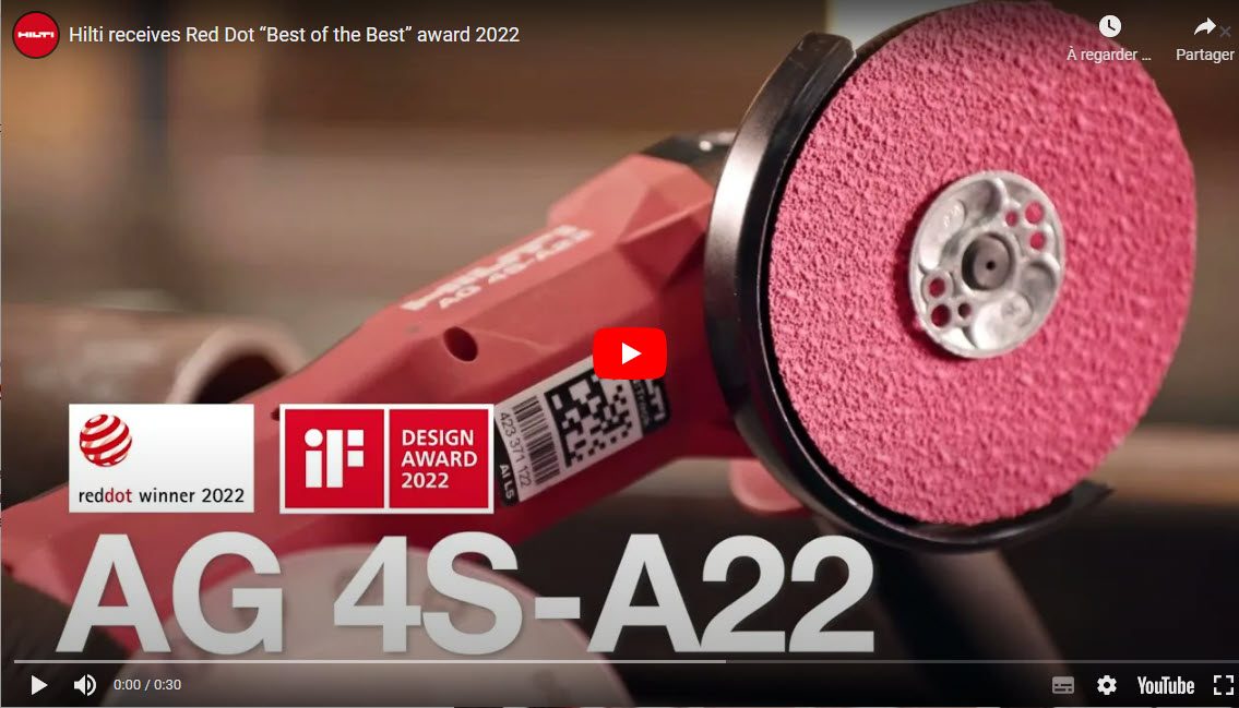 Capture de la vidéo sur les red dot Hilti 2022