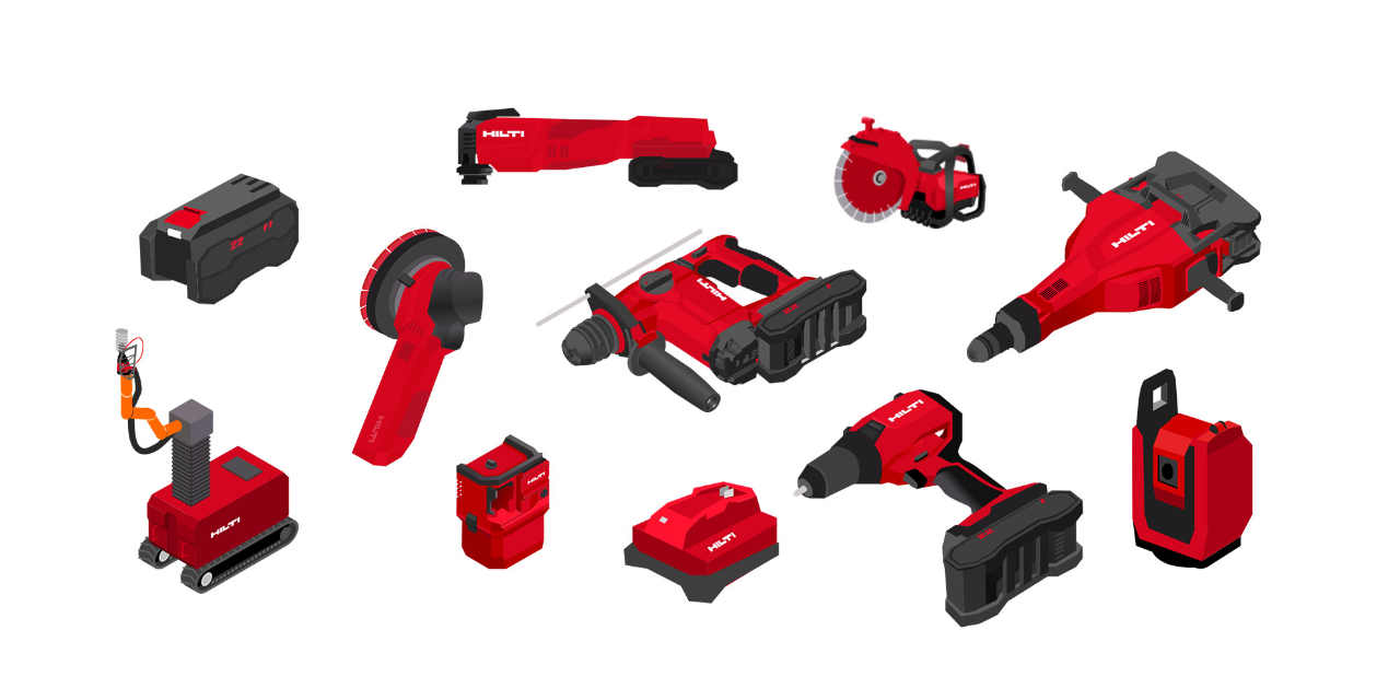 Ilustración de una herramienta multifunción a batería Hilti
