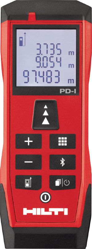 Medidor láser PD-I Medidor láser robusto con funciones de medición inteligentes y conectividad Bluetooth® para aplicaciones de interiores de hasta 100 m/330 pies
