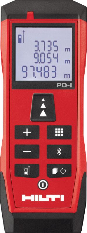 Medidor láser PD-I Medidor láser robusto con funciones de medición inteligentes y conectividad Bluetooth® para aplicaciones de interiores de hasta 100 m/330 pies