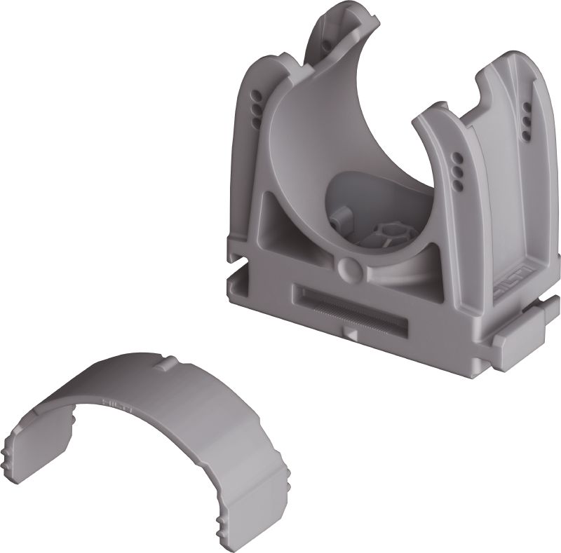 Abrazadera para conductos X-EKSC MX (02) Abrazadera de conductos con bloqueo optimizada para clavos en tiras y compatible con una amplia variedad de métodos de fijación y materiales base