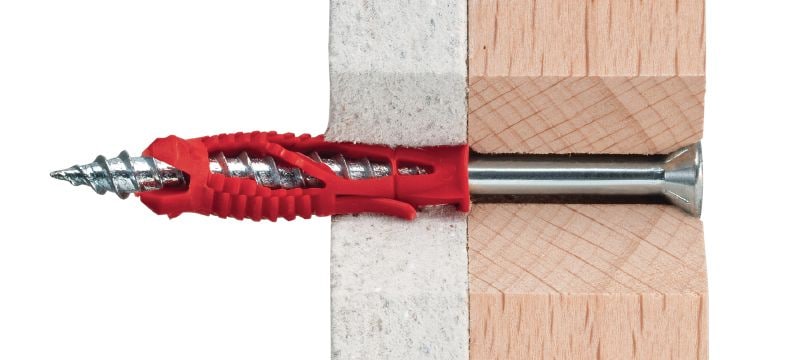 Tapón de pared de plástico HUD con tornillo Anclajes de pared de plástico universales económicos con tornillos de acero al carbono HDS de Hilti Aplicaciones 1