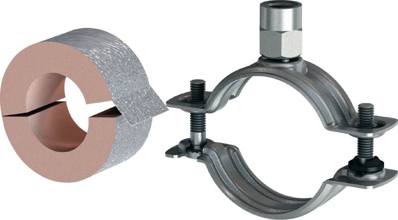 Abrazadera de tuberías de sistemas de refrigeración MI-CF (20 mm) Abrazadera para tuberías galvanizada estándar sin carga compartida para aplicaciones de refrigeración con aislamiento de 20 mm