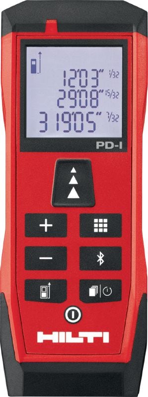 Medidor láser PD-I Medidor láser robusto con funciones de medición inteligentes y conectividad Bluetooth® para aplicaciones de interiores de hasta 100 m/330 pies