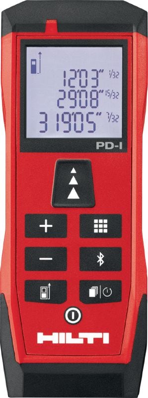Medidor láser PD-I Medidor láser robusto con funciones de medición inteligentes y conectividad Bluetooth® para aplicaciones de interiores de hasta 100 m/330 pies