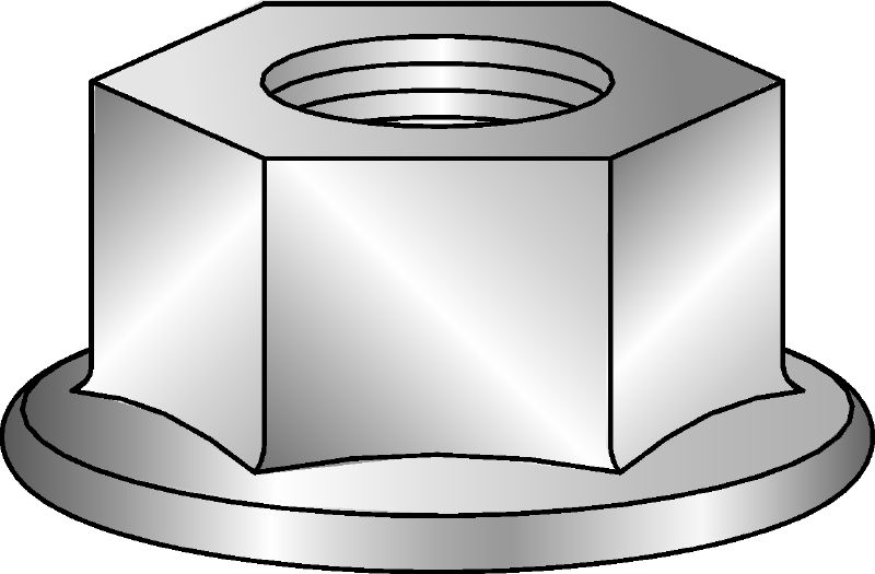 Tuerca con reborde hexagonal galvanizada Tuerca hexagonal galvanizada con reborde que cumple los requisitos de la norma DIN 6923 8
