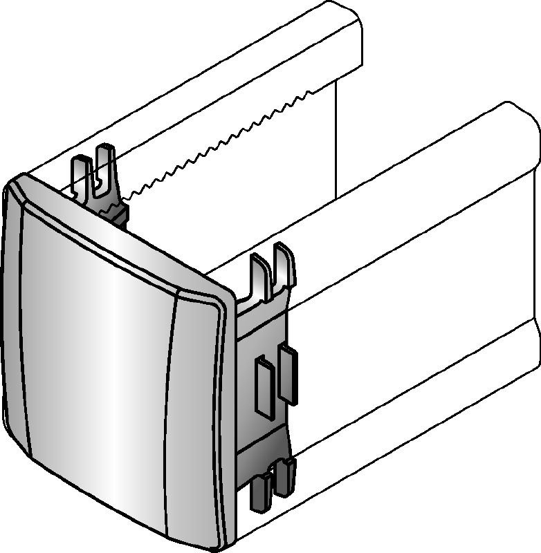 Tapa de carril MM-E Tapa de carril que permite cubrir los extremos de los carriles de carga MM