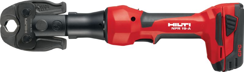 Herramienta de prensado de tuberías NPR 19-A Herramienta de prensado de tuberías en línea de 19 kN a batería con mordazas intercambiables para tuberías de metal y plástico de hasta 40 mm.