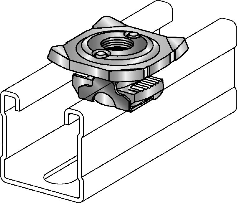 MQA-F Placa de abrazadera para tuberías galvanizada en caliente (HDG) para la conexión de componentes roscados a carriles de carga MQ