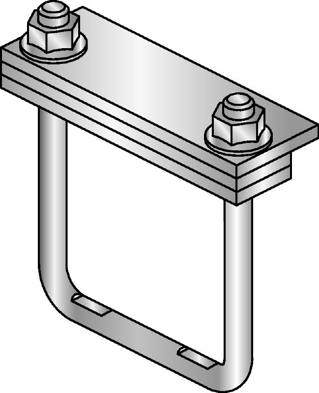 MIC-PS/MIC-PSP Conector galvanizado en caliente (HDG) para la fijación de zapatas para tuberías a vigas MI en aplicaciones pesadas con expansión