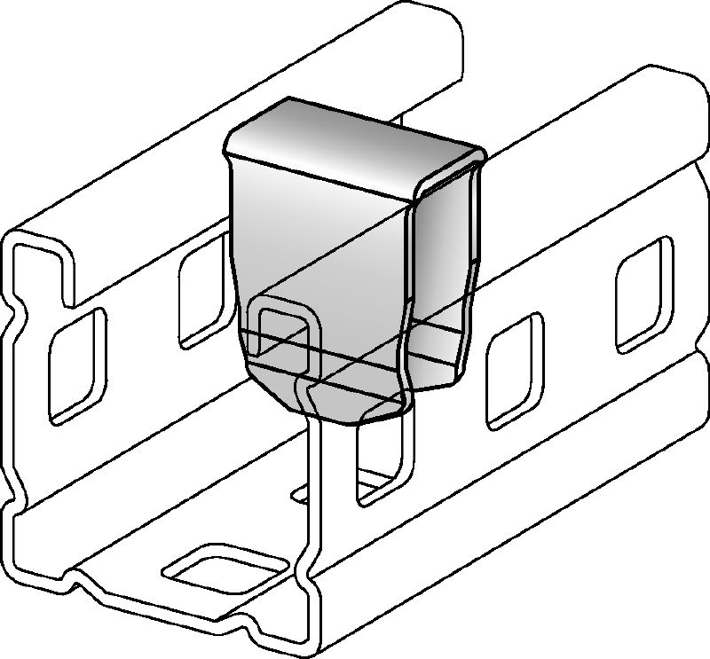MC-PI Inserto de refuerzo de carril galvanizado para el uso en instalaciones con pernos/componentes roscados montados a través de los lados de los carriles de montaje MC-3D en interiores