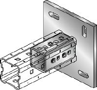 MIC-C-AA/-D Placa base galvanizada en caliente (HDG) para la fijación de vigas MI-90 a hormigón mediante dos anclajes