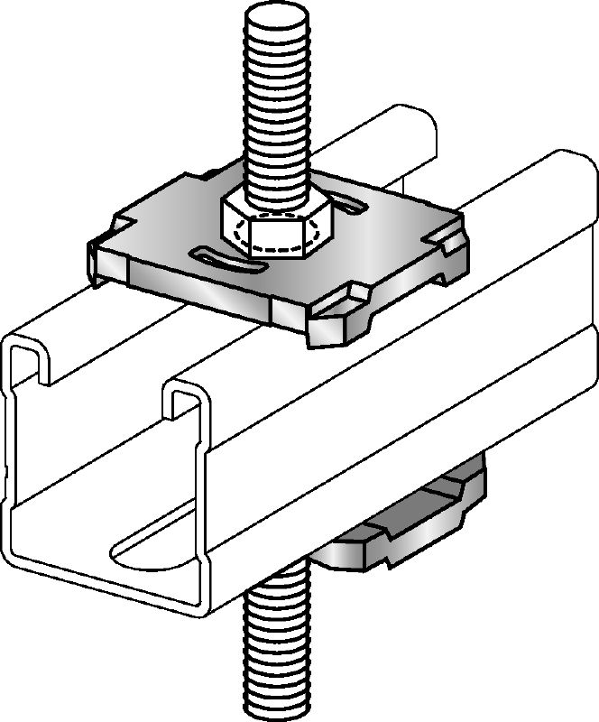 Placa perforada MQZ-L-R Placa perforada de acero inoxidable (A4) para anclajes y ensamblajes trapezoidales