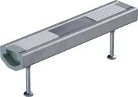 Carril embebido serrado HAC-V-T Carriles de anclaje embebidos serrados con capacidad de carga mejorada y varias profundidades de empotramiento para fijaciones económicas de fachadas de muro cortina