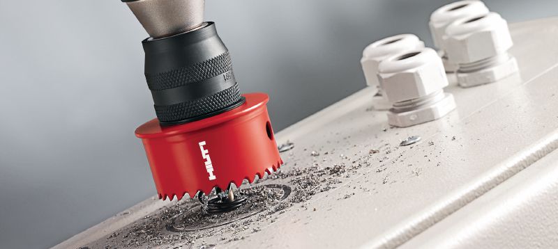 Broca corona para metales HS-ME Broca corona bimetálica MetalCut para taladros de 16-83 mm de diámetro en acero y otros metales Aplicaciones 1