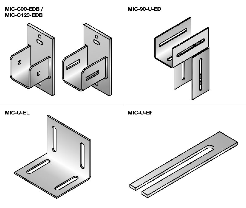 MIC Conectores galvanizados en caliente (HDG) para la instalación flexible de vigas de división horizontales en huecos de ascensor