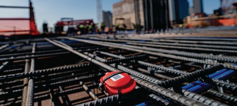 Sensores de hormigón HCS T1 (Bluetooth®) Sensores de madurez del hormigón para controlar la temperatura y la resistencia mediante la recopilación de datos in situ con tecnología Bluetooth® Aplicaciones 1