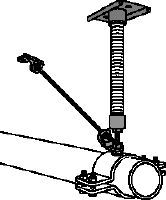 MFP 1-F Juego de punto fijo galvanizado en caliente (HDG) con fijación que ofrece la máxima flexibilidad en aplicaciones de tuberías con carga axial de hasta 3 kN