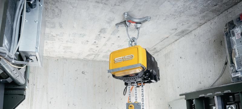Punto de fijación para ascensores HAP 2.5 Punto de elevación post-instalación para suspensiones temporales durante la instalación y mantenimiento de huecos de ascensores Aplicaciones 1