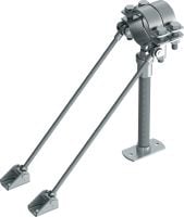 Punto fijo universal medio MFP-UM-I (con aislamiento acústico) Punto fijo universal zincado con anclaje en un lado y aislamiento acústico para aplicaciones de carga media de hasta 14 kN