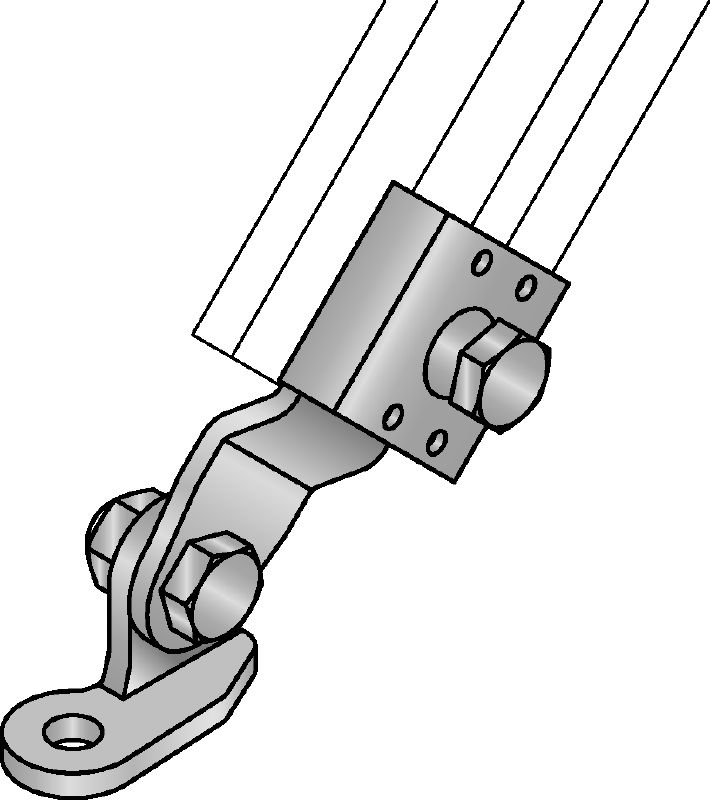 Conector longitudinal sísmico MQS-SP-L Conector de carril premontado galvanizado con homologación FM para refuerzos sísmicos longitudinales de tuberías de aspersores de sistemas contra incendios