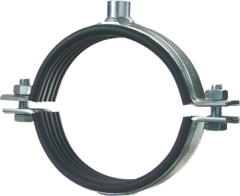 Abrazadera de tuberías de carga ultrapesada MP-MXI-F (con aislamiento acústico) Abrazadera para tuberías galvanizada en caliente (HDG) de alta calidad con aislamiento acústico para aplicaciones de tuberías muy pesadas