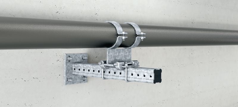 MIC-PA Conector galvanizado en caliente (HDG) para la fijación de zapatas para tuberías a vigas MI en aplicaciones pesadas Aplicaciones 1