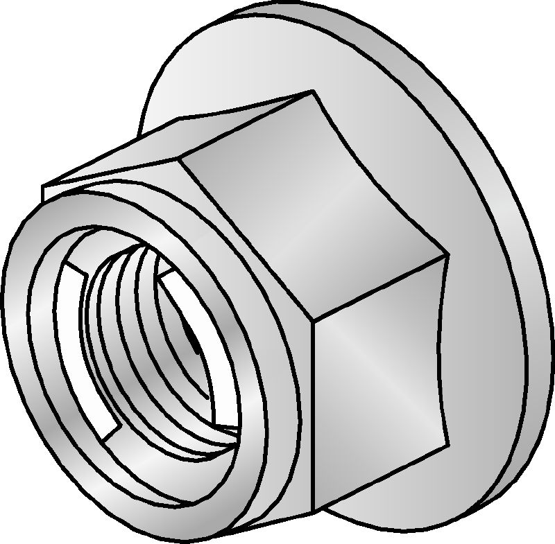 Tuerca hexagonal M12-F-SL-WS 3/4 Tuerca hexagonal galvanizada en caliente (HDG) con mecanismo de autobloqueo para el uso con todos los conectores MI