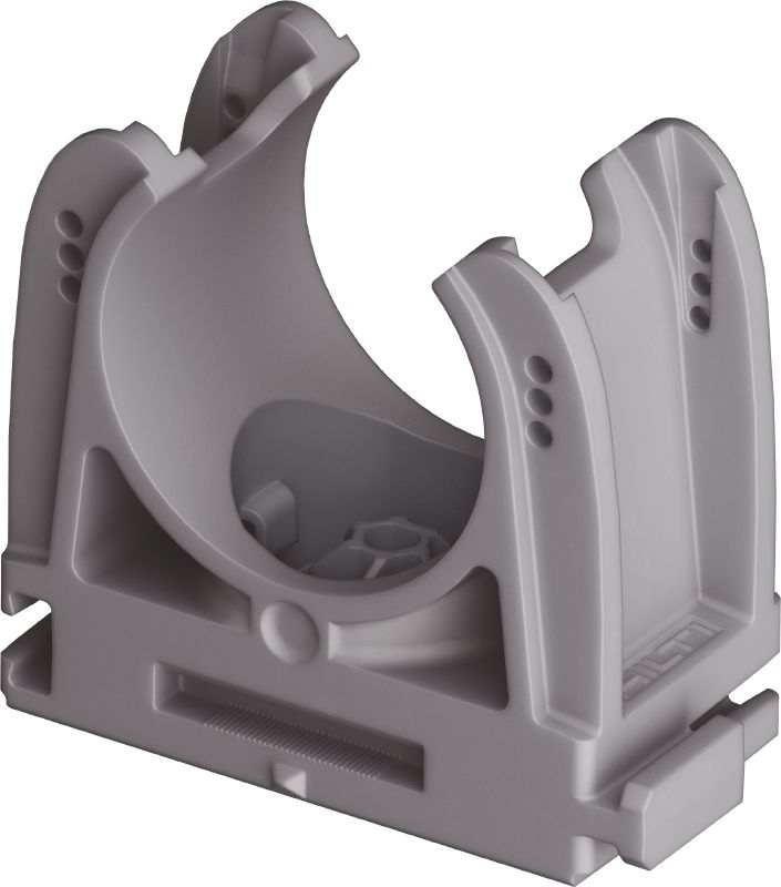 Abrazadera de conductos X-EKS MX (02) Abrazadera de conductos de plástico optimizada para clavos en tiras y compatible con una amplia variedad de métodos de fijación y materiales base