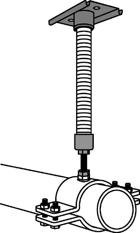 MFP 1a-F Juego de punto fijo galvanizado en caliente (HDG) que ofrece la máxima flexibilidad en aplicaciones de tuberías con carga axial de hasta 3 kN