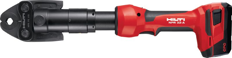 Herramienta de prensado de tuberías NPR 32-A Herramienta de prensado de tuberías en línea de 32 kN a batería con mordazas intercambiables para tuberías de metal y plástico de hasta 110 mm (4).