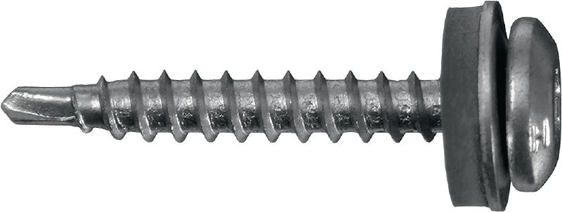 Tornillos para metal autotaladrantes S-MD 31 LPSS Tornillo autotaladrante de cabeza alomada (acero inoxidable A4) con arandela de 12 mm para fijaciones de metal a metal de espesor bajo (hasta 4.0 mm)