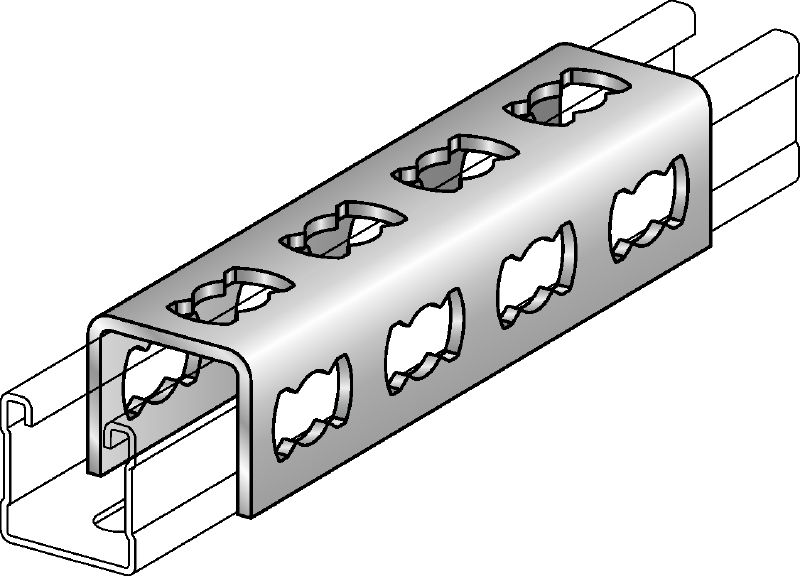 Horquilla de unión MQV-F Conector de carril galvanizado en caliente para el uso como prolongador longitudinal para los carriles de carga MQ