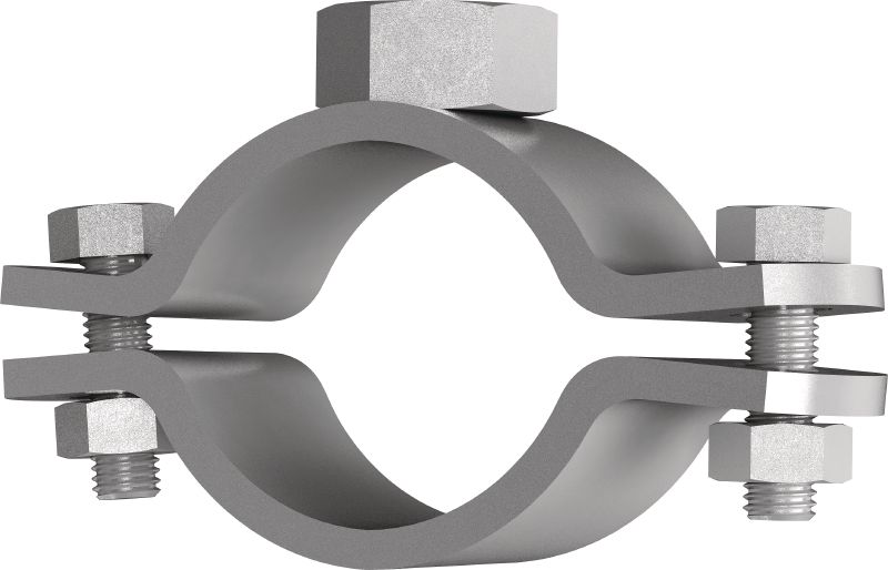 Abrazaderas de tuberías de punto fijo MFP-PC Abrazadera para tuberías de punto fijo galvanizada que ofrece el máximo rendimiento en aplicaciones de tuberías de carga pesada
