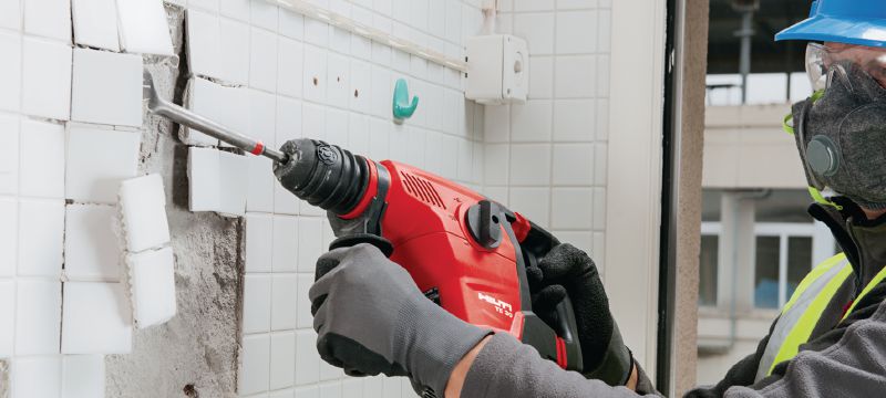 Cinceles para azulejos TE-C TI Cinceles para azulejos SDS Plus (TE-C) autoafilables que permiten retirar materiales de revestimiento de superficies Aplicaciones 1
