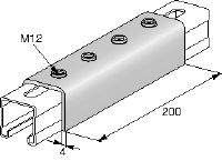 MQV-M12 Conector de carril galvanizado para el uso como prolongador longitudinal para los carriles de carga MQ