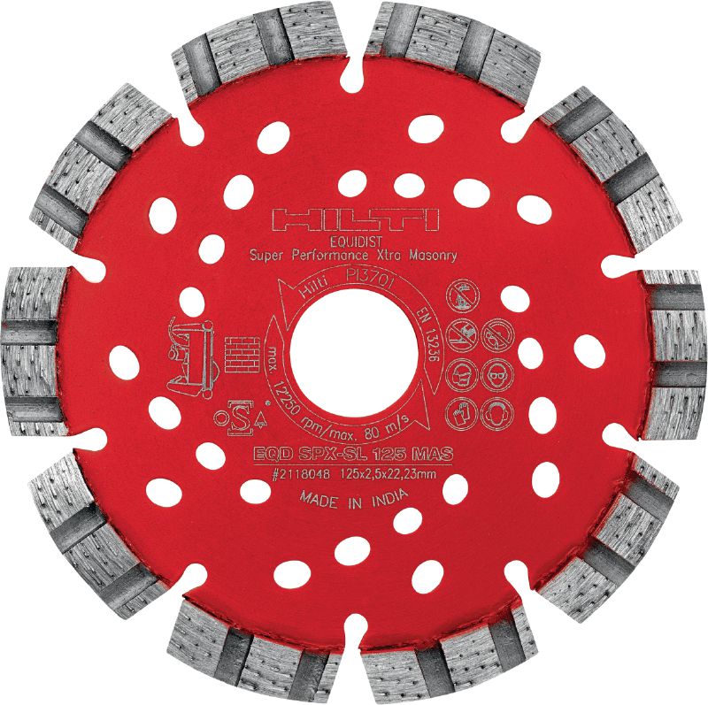 Disco de diamante para mampostería SPX-SL Hoja de diamante de alto rendimiento con tecnología Equidist que ofrece un óptimo rendimiento en tareas de ranurado en mampostería