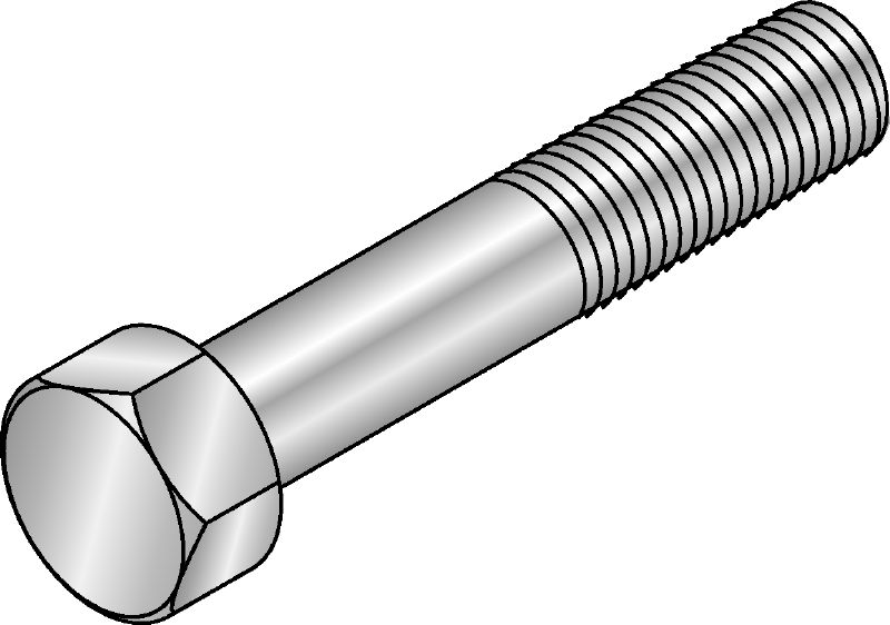 Tornillo de cabeza hexagonal DIN 933 M12x25 HDG Tornillo hexagonal galvanizado en caliente (HDG) conforme a los requisitos de la norma DIN 931