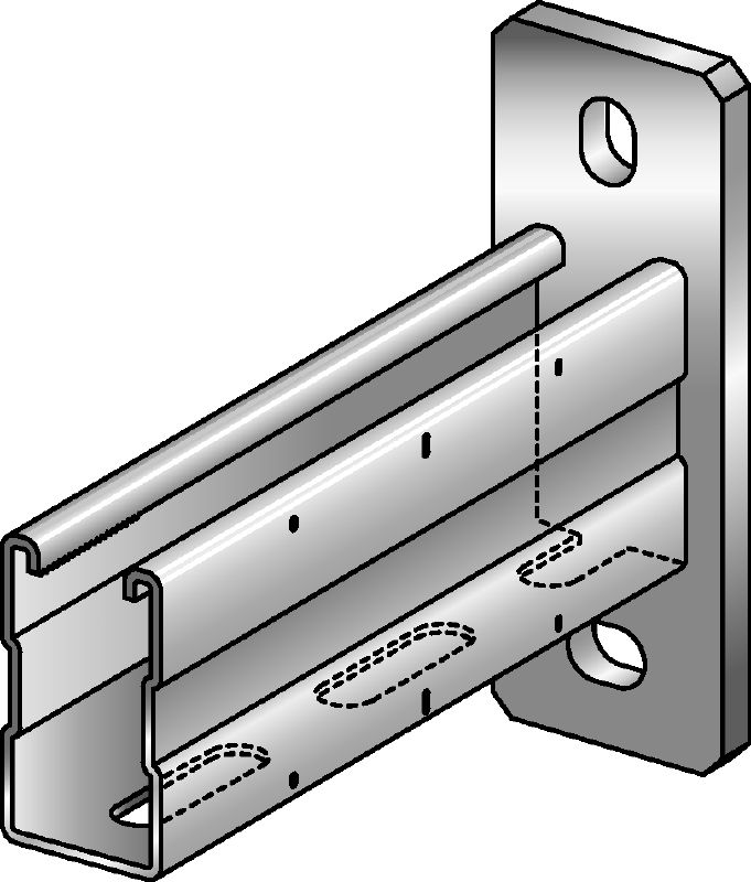 Soporte MQK-72 Soporte galvanizado de 72 mm de altura, con carril de carga MQ para aplicaciones de carga media