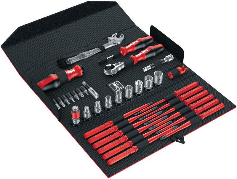 Kit de herraminetas manuales S-TK M&E Kit de 35 piezas con herramientas manuales duraderas, prácticas y que ahorran tiempo para instaladores MEP profesionales