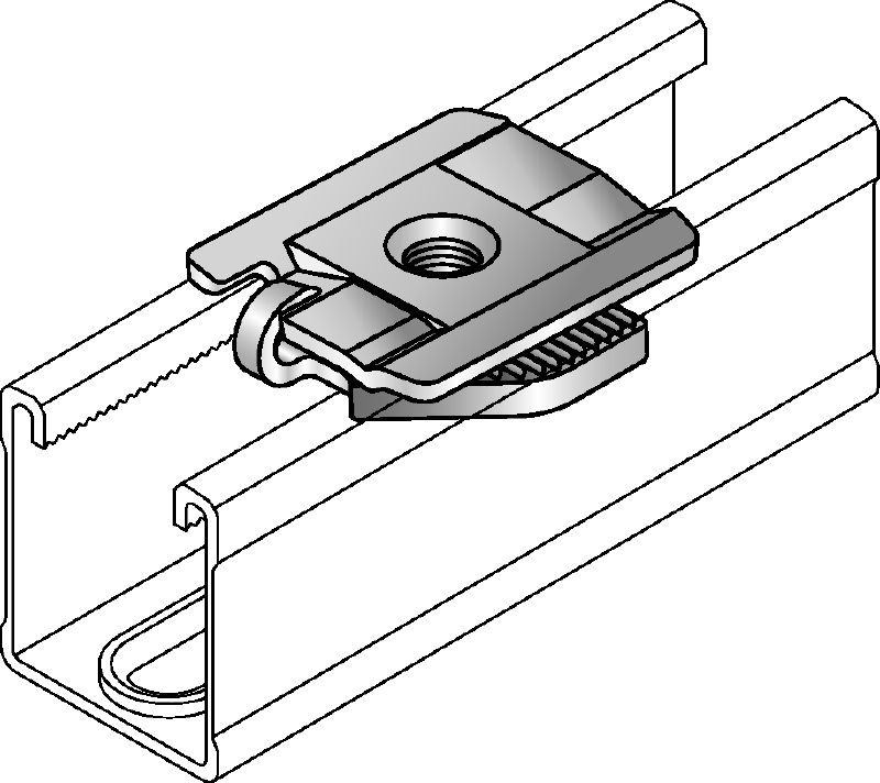 MM-S Placa de abrazadera para tuberías galvanizada para la conexión de componentes roscados a carriles de carga MM