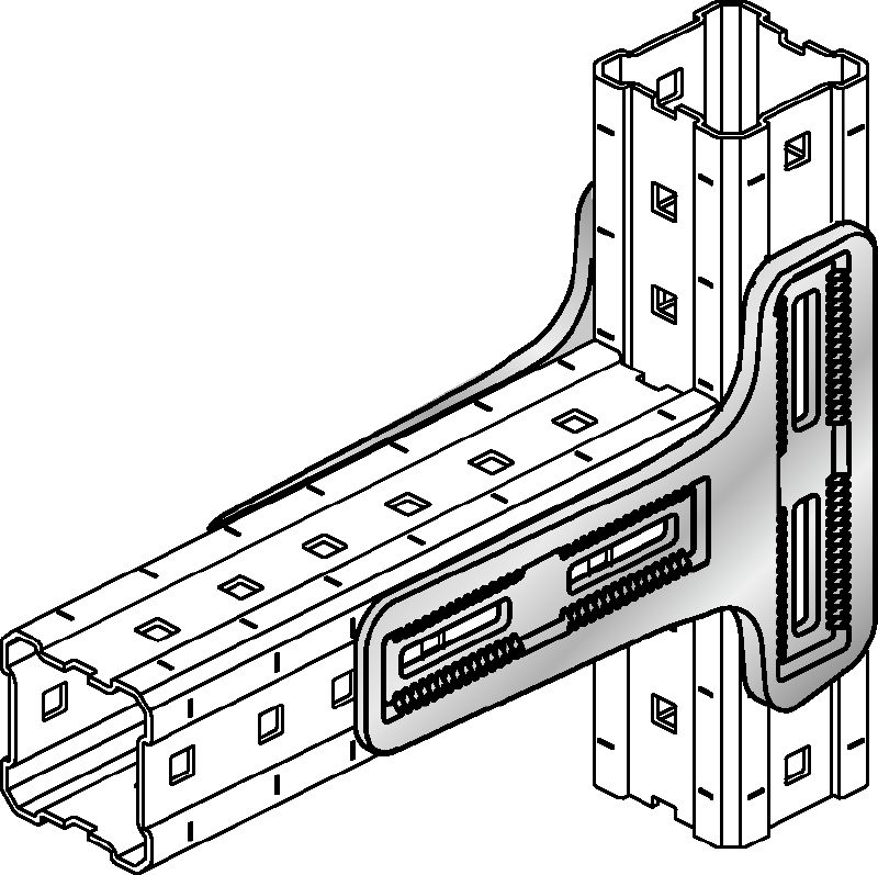 MIC-90-LH Conector galvanizado en caliente (HDG) de que ofrece la máxima capacidad de carga en los sistemas modulares MI y MIQ