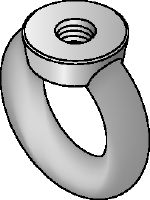 Tuerca de cáncamo de acero inoxidable (A4) conforme a la norma DIN 582 Tuerca de cáncamo de acero inoxidable (A4) conforme a los requisitos de la norma DIN 582 con cabezal de bucle que permite el uso de ganchos