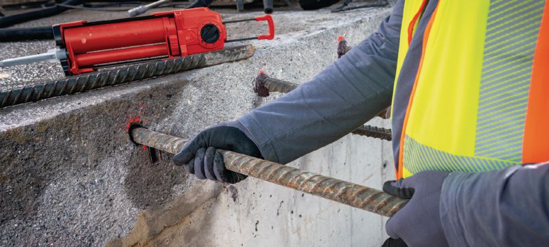 Anclaje químico HIT-HY 200-A V3 Resina de inyección de máximo rendimiento: anclaje químico de fraguado rápido aprobado para el anclaje de placas base estructurales y uniones con corrugados a posteriori en hormigón Aplicaciones 1