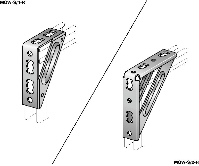 Soporte angular MQW-S-R Ángulo pesado de acero inoxidable (A4) de 90 grados para la conexión de varios carriles de carga MQ en aplicaciones de carga media/pesadas