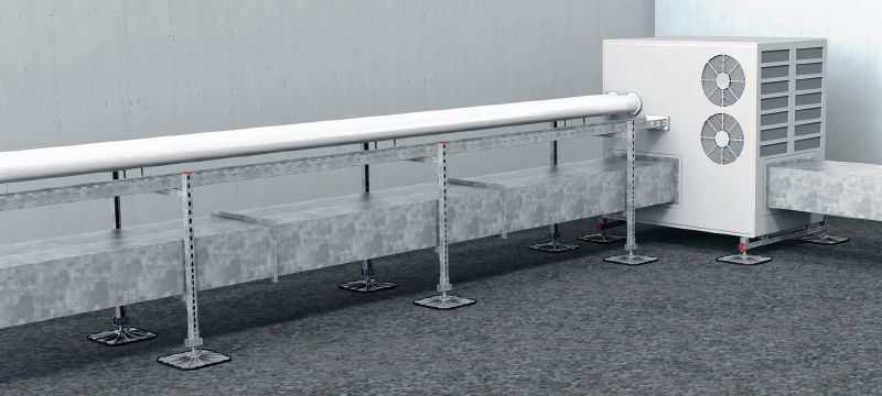 MV-LDP Placa de distribución de cargas robusta para la instalación de unidades de aire acondicionado, pasarelas, conductos de ventilación, líneas de tuberías o bandejas de cables en techos planos Aplicaciones 1
