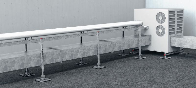 MV-LDP Placa de distribución de cargas robusta para la instalación de unidades de aire acondicionado, pasarelas, conductos de ventilación, líneas de tuberías o bandejas de cables en techos planos Aplicaciones 1